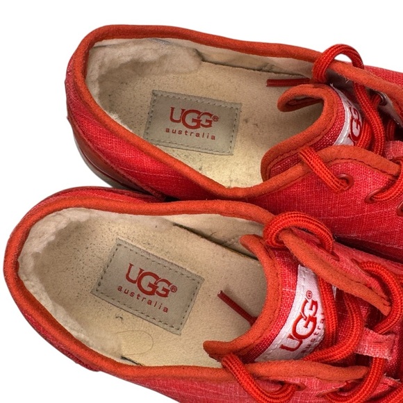 UGG Australia Hally Lace Up Sneakers Red Canvas Shoes Womens 9 / UGG SN 1002640 - Picture 9 of 15